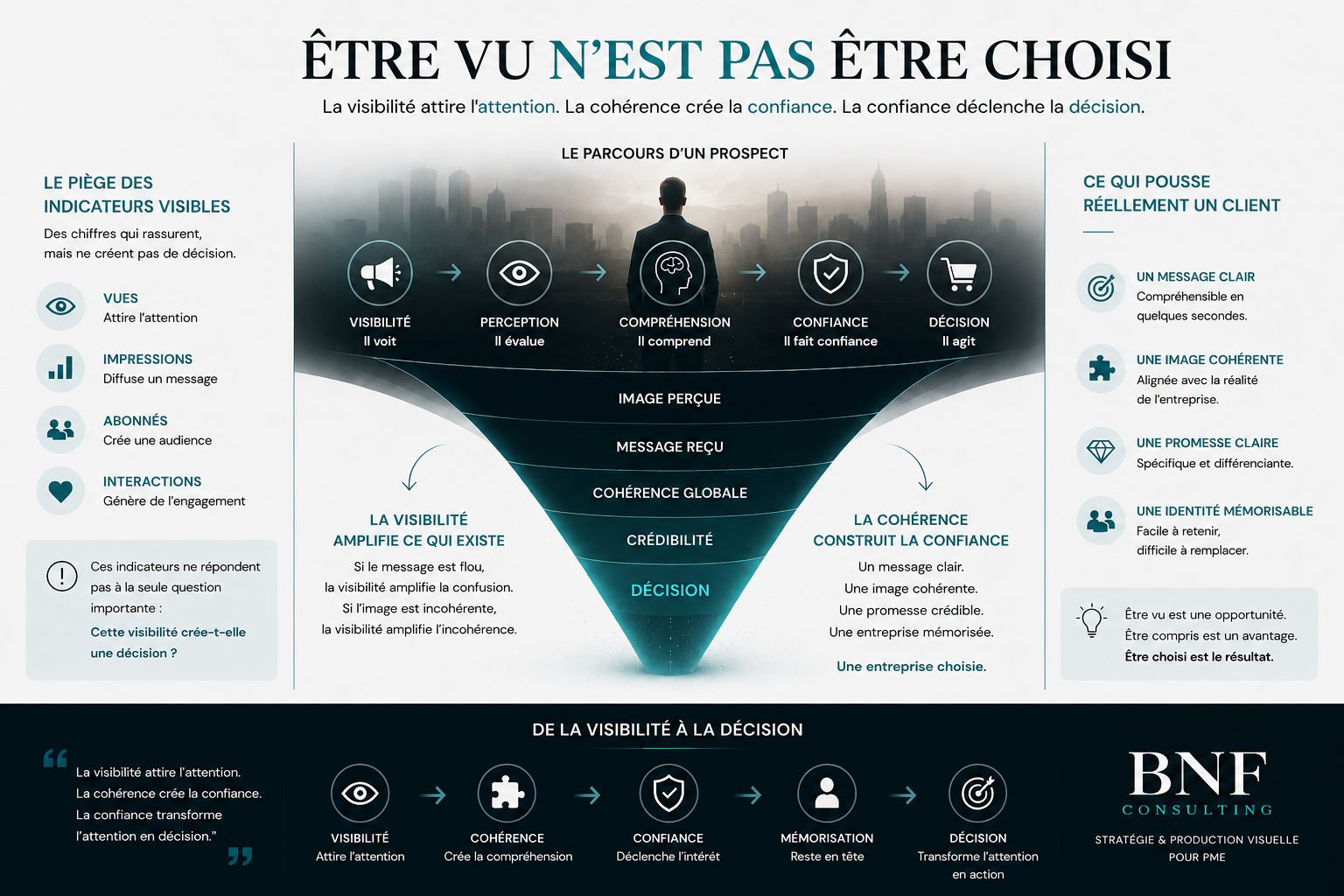 Infographie visibilité perception conversion